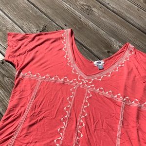 Coral embroidered top